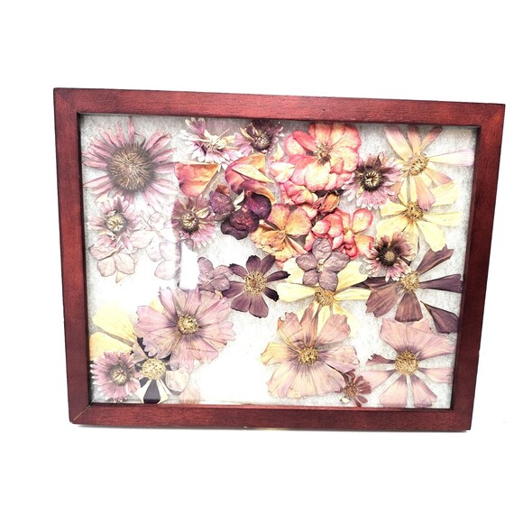 Other - Vtg Pressed Flower Art Floral Framed Botanical